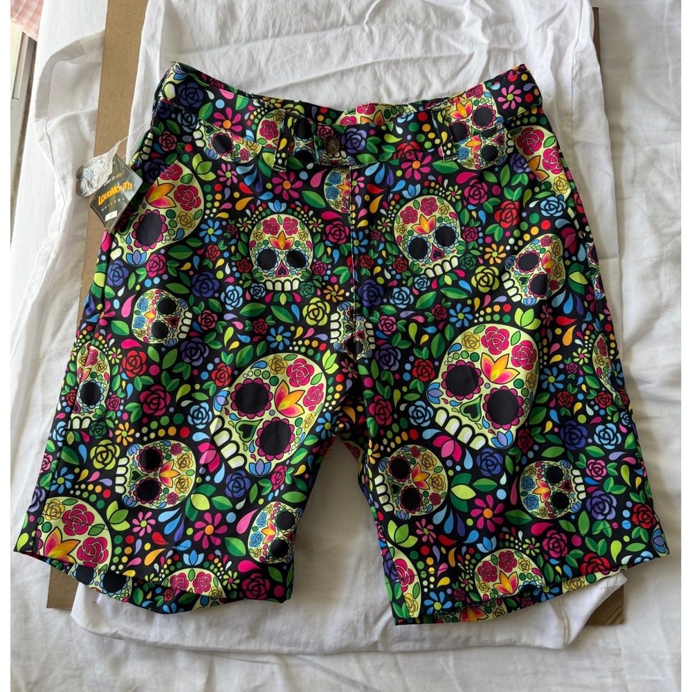 NWT Men's Heritage Mosaic Skulls Loudmouth Shorts 9" 30 Golf Shorts Stretch